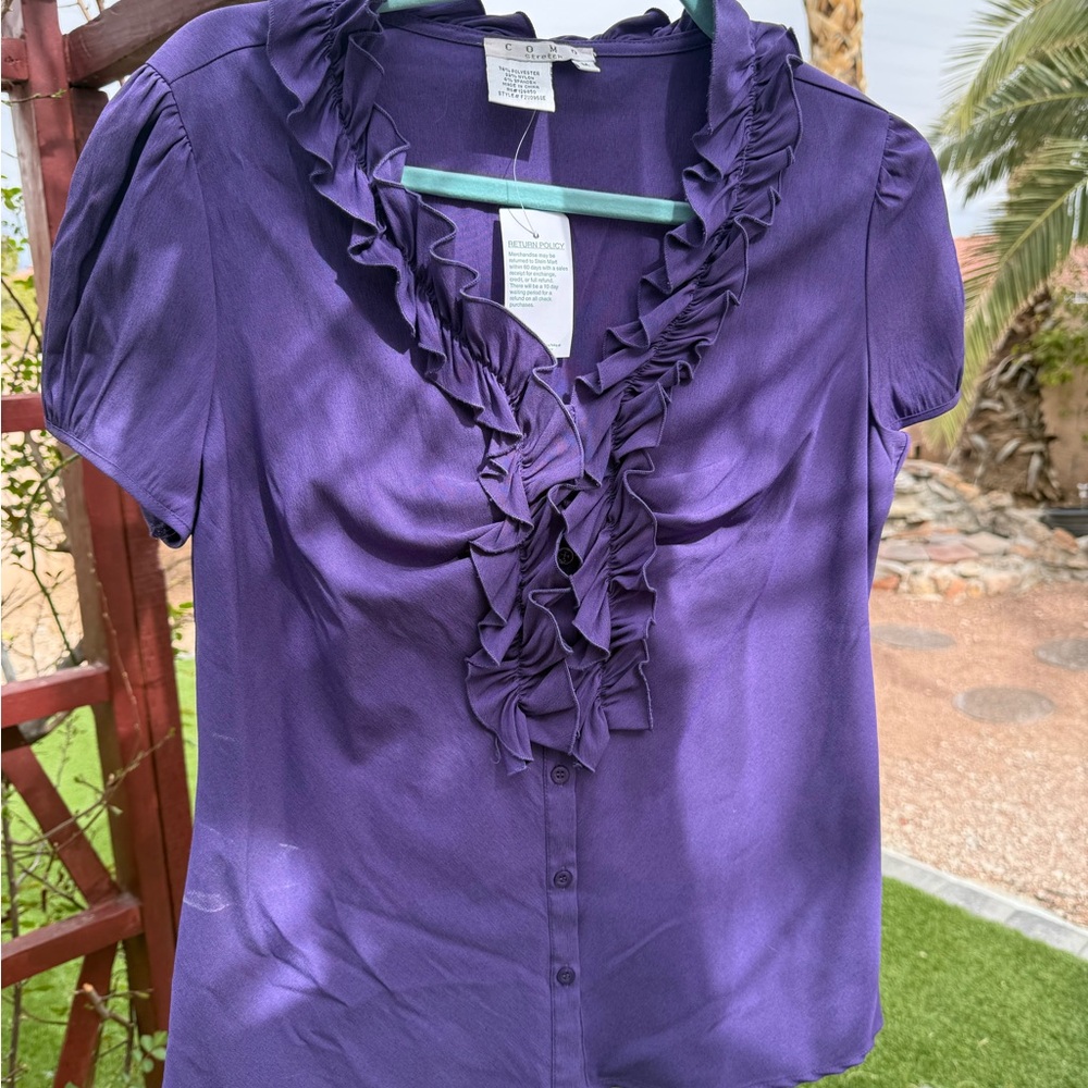 CLOSING SALE! Purple Ruffled Buttoned Blouse